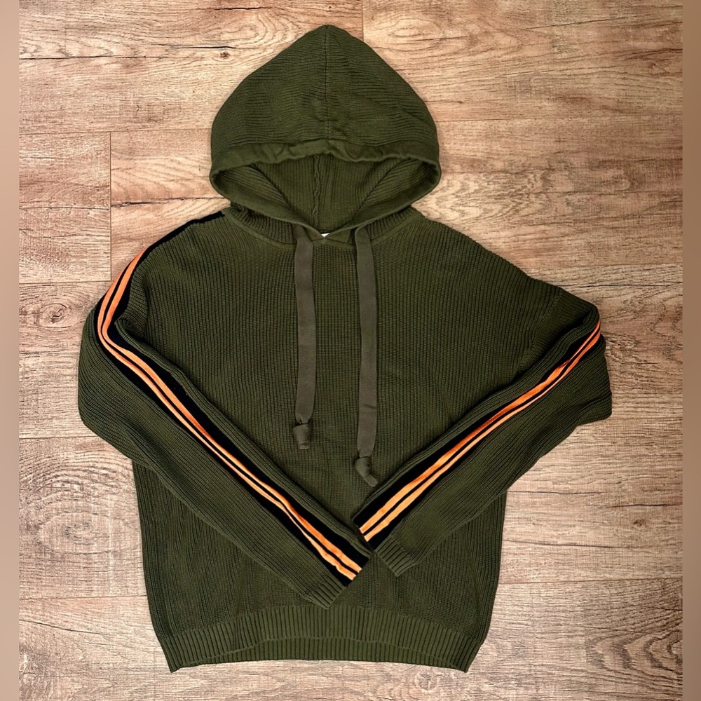 KOKUN Green Ribbed Hooded Sweater Size XS